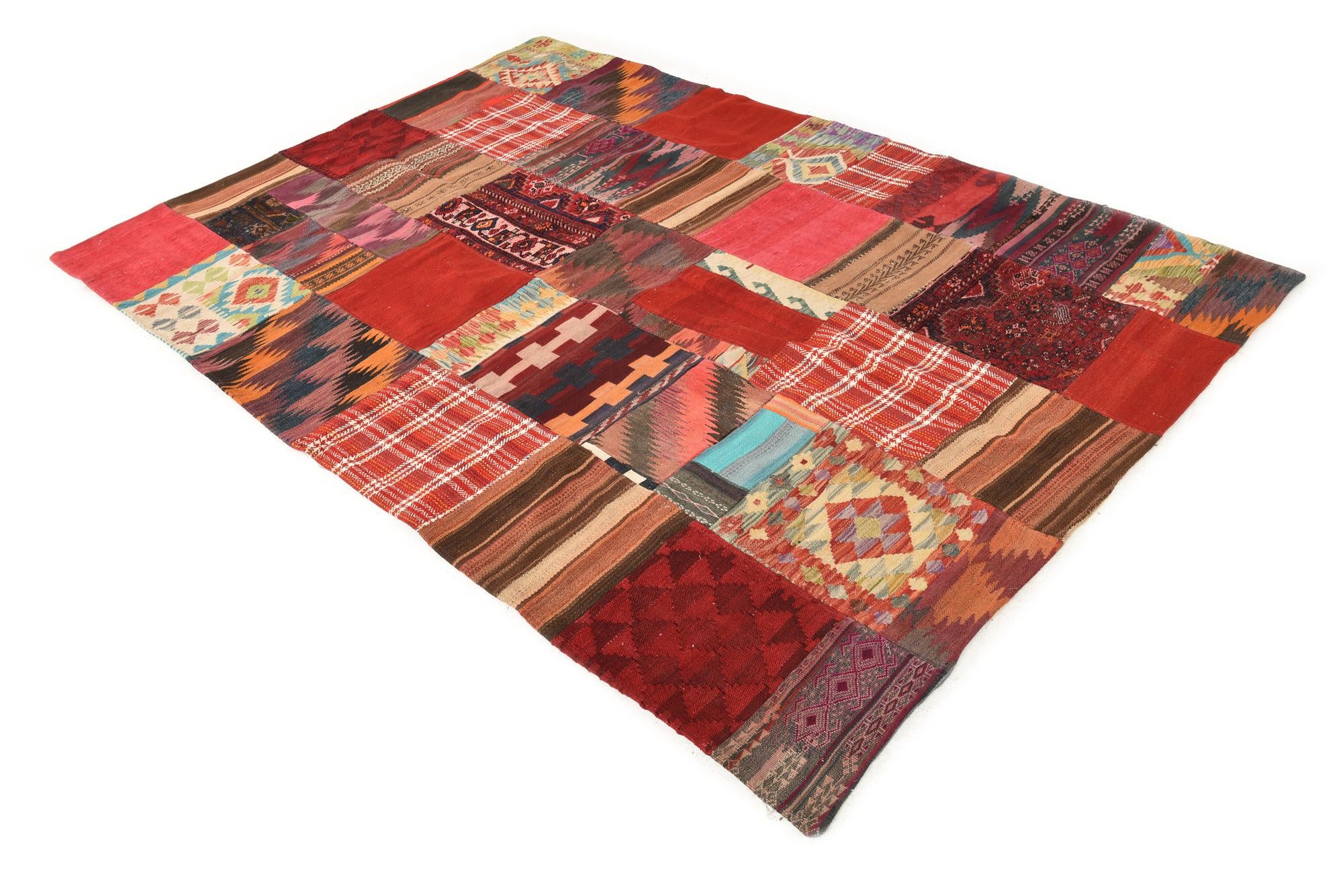 5' 8 x 8' Hand Woven Kilim Patchwork Wool Rug