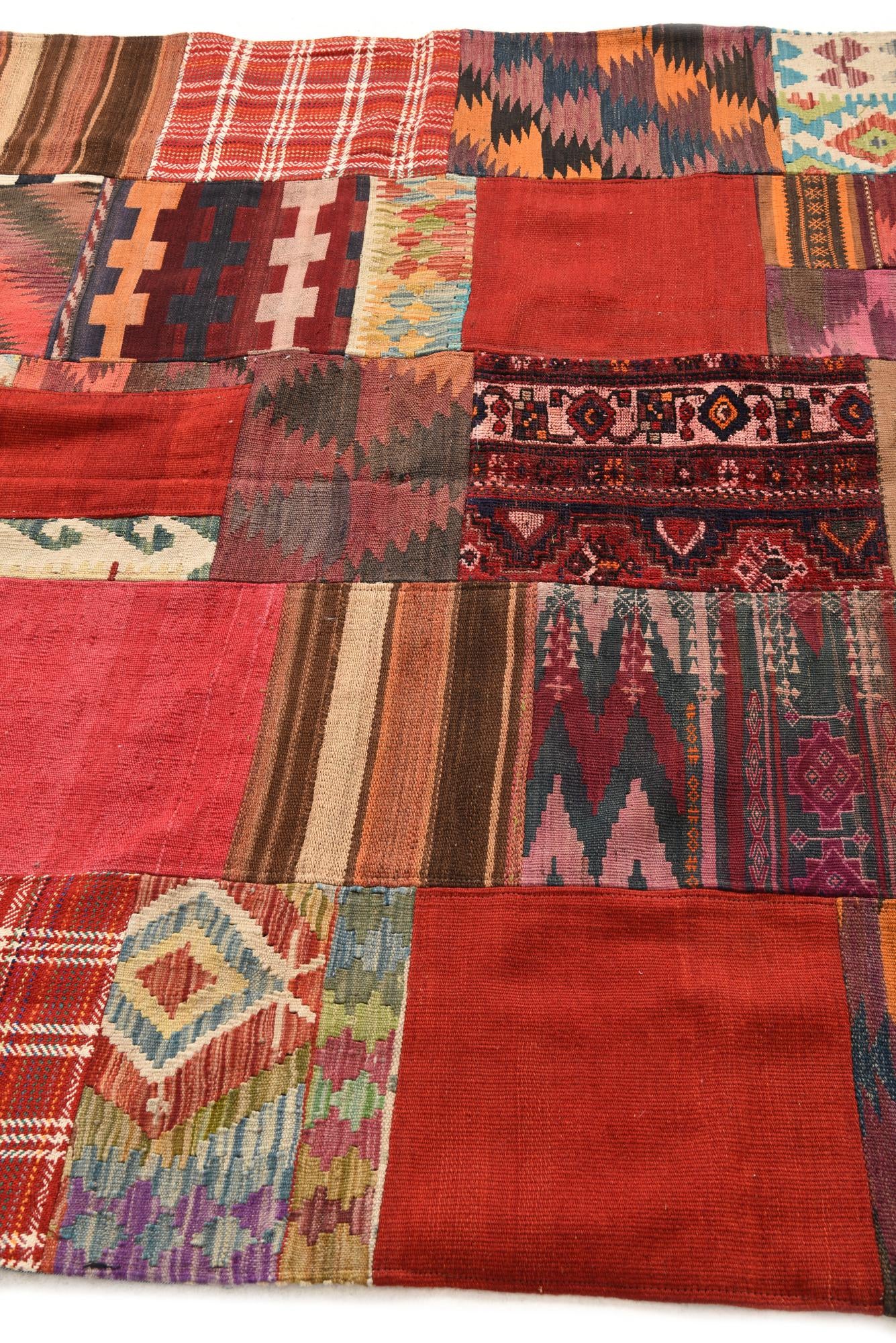 5' 8 x 8' Hand Woven Kilim Patchwork Wool Rug