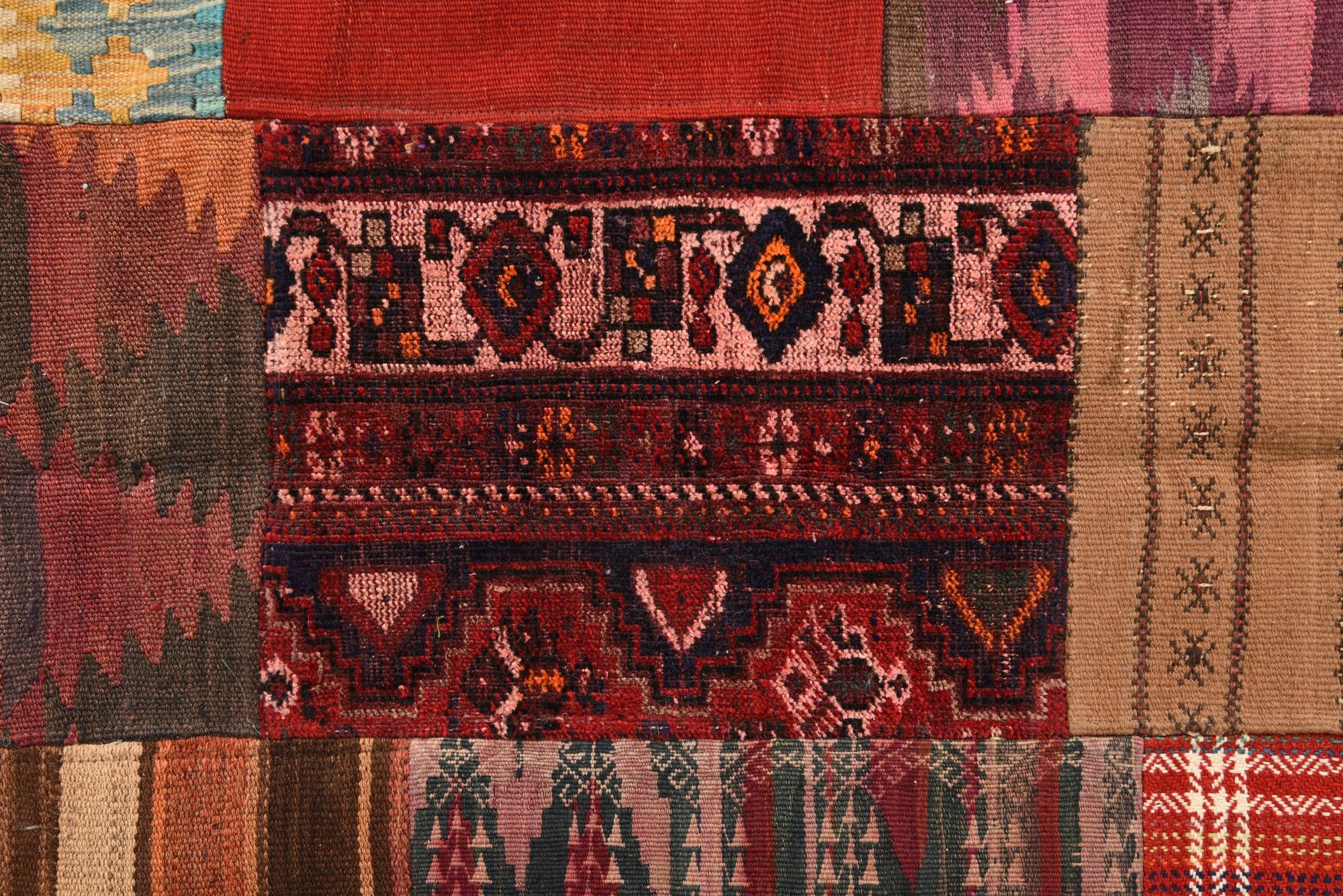 5' 8 x 8' Hand Woven Kilim Patchwork Wool Rug