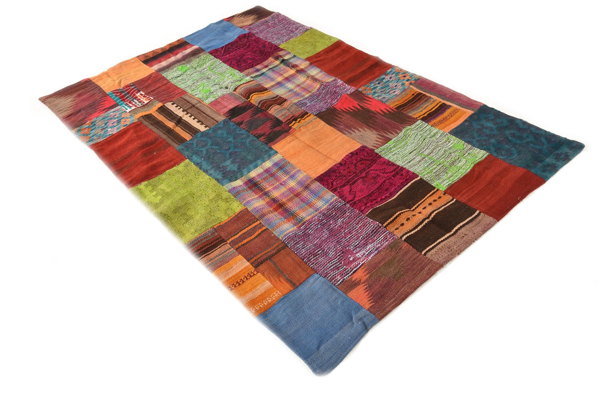 3' 11 x 5' 10 Hand Woven Kilim Patchwork Wool Rug