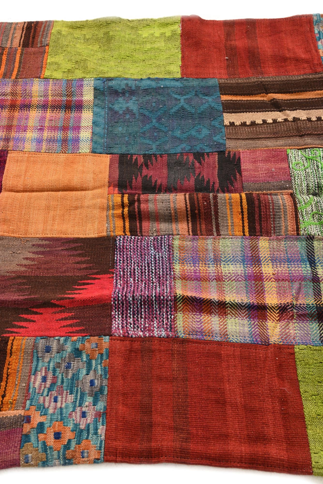 3' 11 x 5' 10 Hand Woven Kilim Patchwork Wool Rug