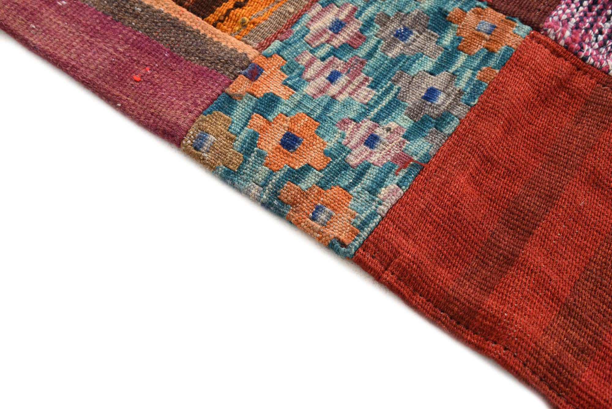 3' 11 x 5' 10 Hand Woven Kilim Patchwork Wool Rug