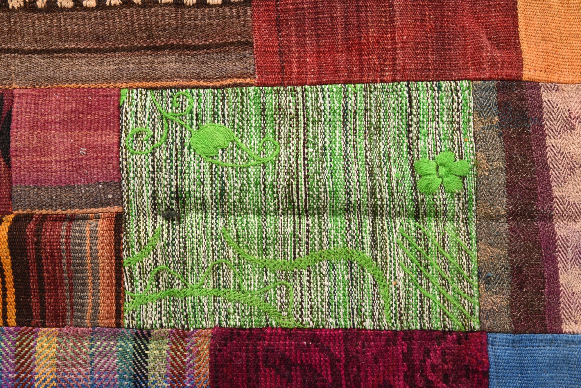 3' 11 x 5' 10 Hand Woven Kilim Patchwork Wool Rug