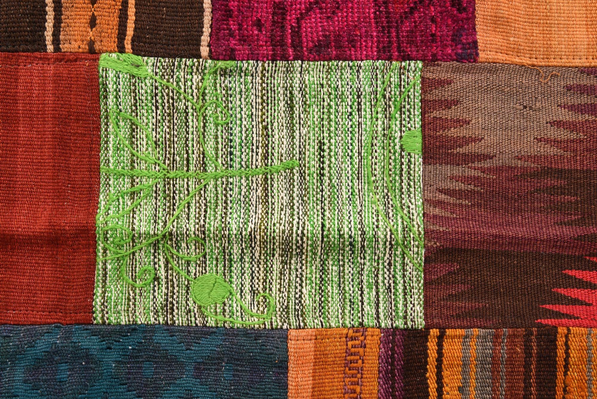 3' 11 x 5' 10 Hand Woven Kilim Patchwork Wool Rug