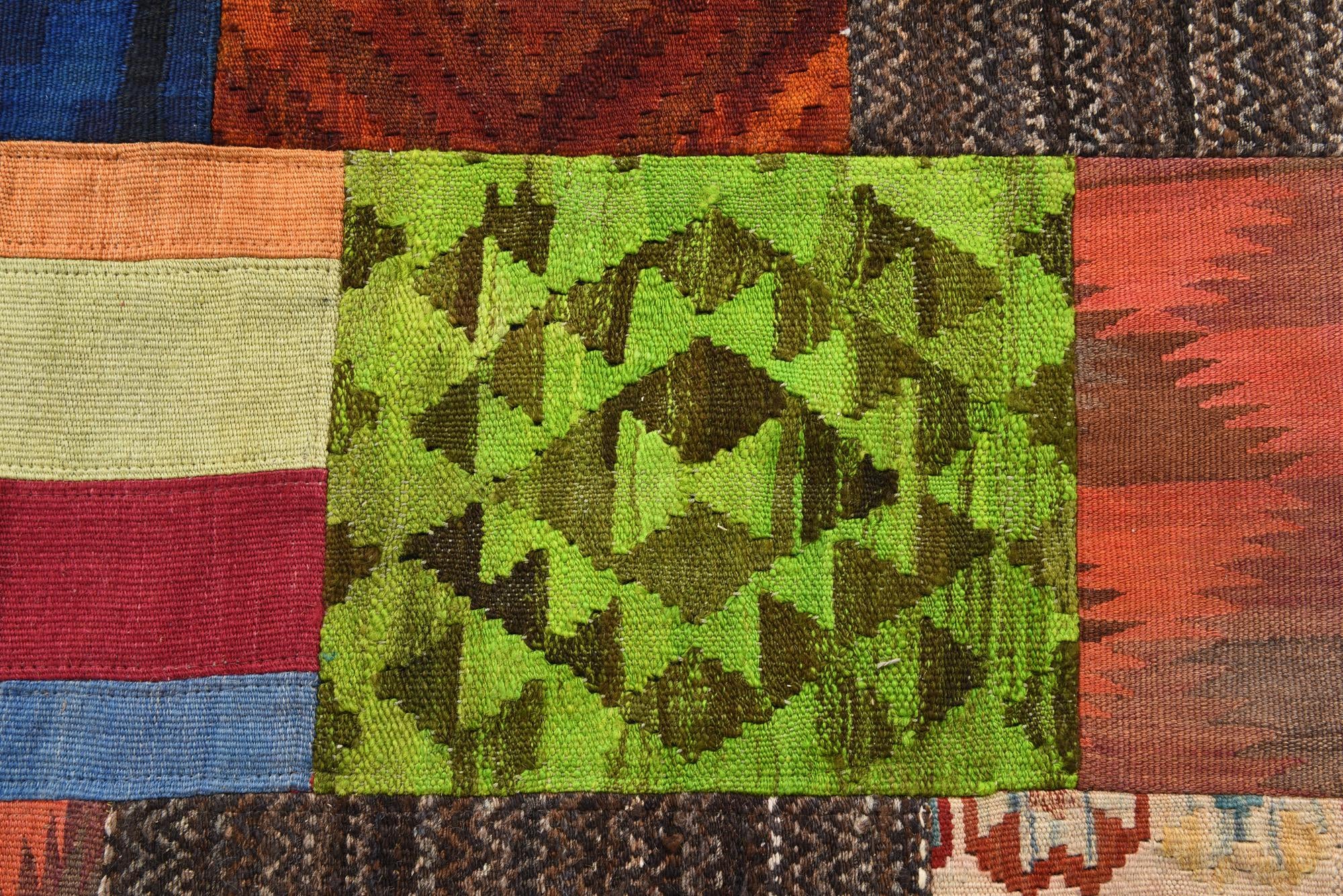 5' 7 x 7' 9 Hand Woven Kilim Patchwork Wool Rug
