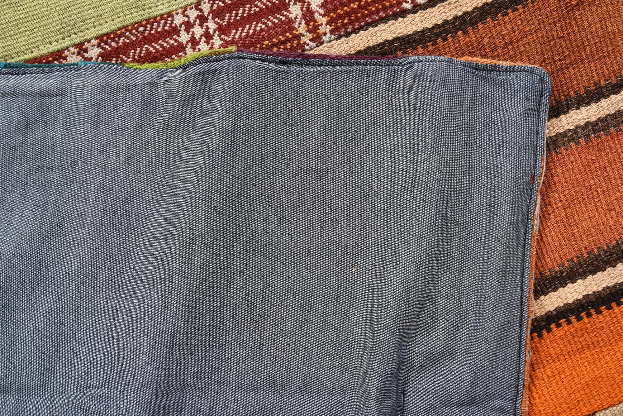 5' 7 x 7' 9 Hand Woven Kilim Patchwork Wool Rug