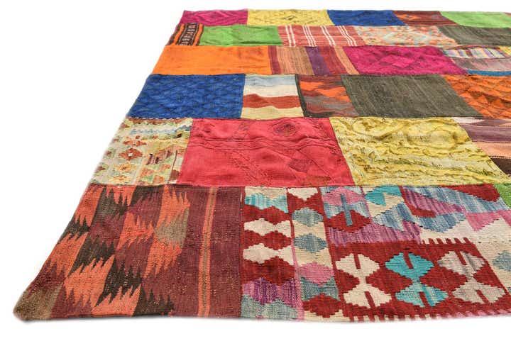 6' 8 x 9' 10 Hand Woven Kilim Patchwork Wool Rug