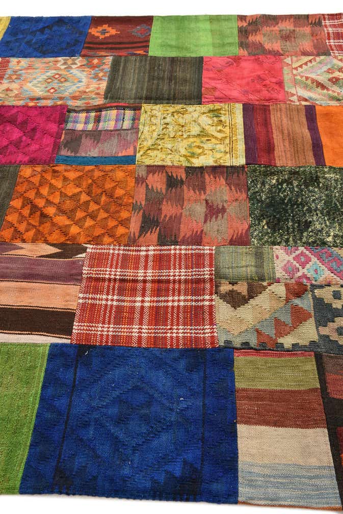 6' 8 x 9' 10 Hand Woven Kilim Patchwork Wool Rug