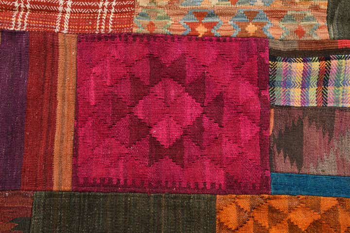 6' 8 x 9' 10 Hand Woven Kilim Patchwork Wool Rug