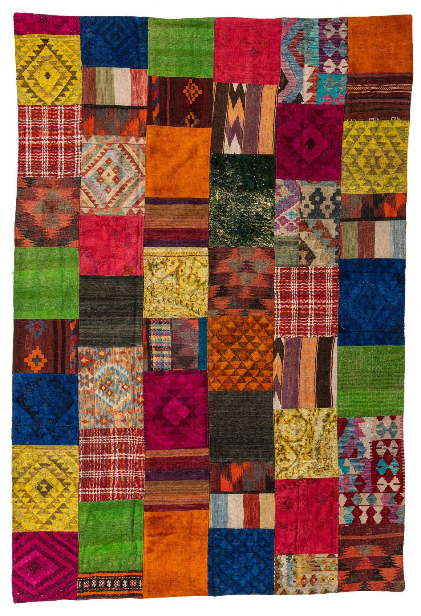 6' 8 x 9' 10 Hand Woven Kilim Patchwork Wool Rug