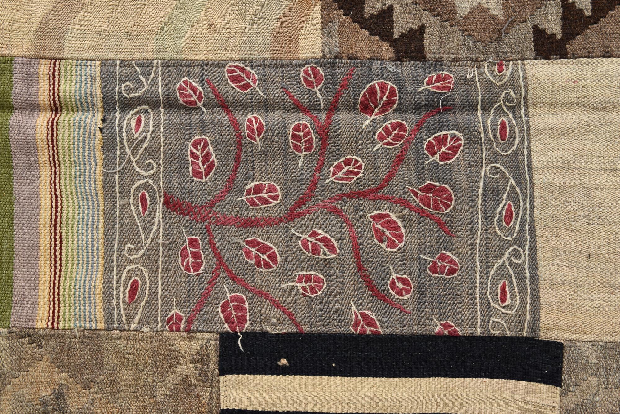 6' 6 x 9' 11 Hand Woven Kilim Patchwork Wool Rug