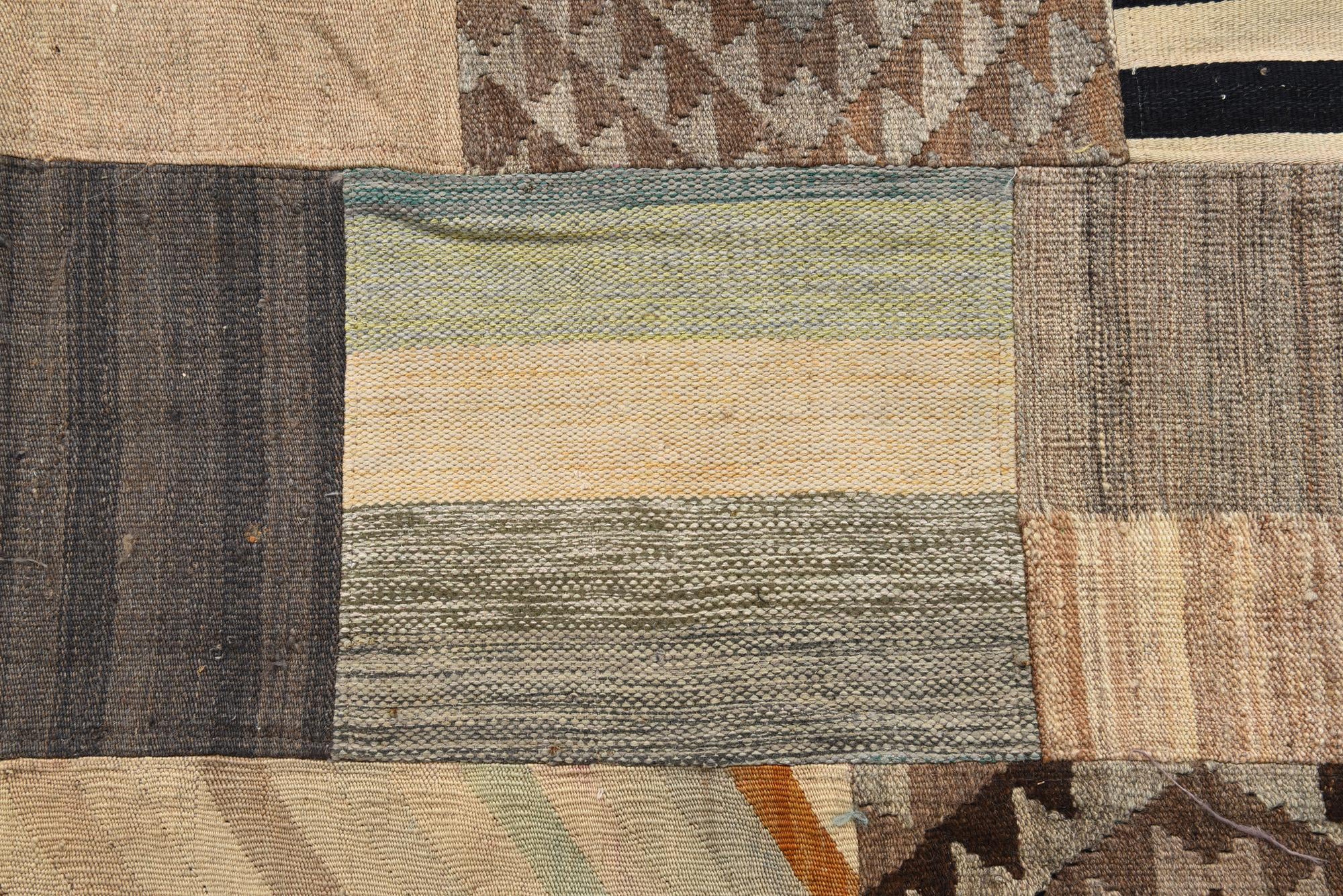 6' 6 x 9' 11 Hand Woven Kilim Patchwork Wool Rug