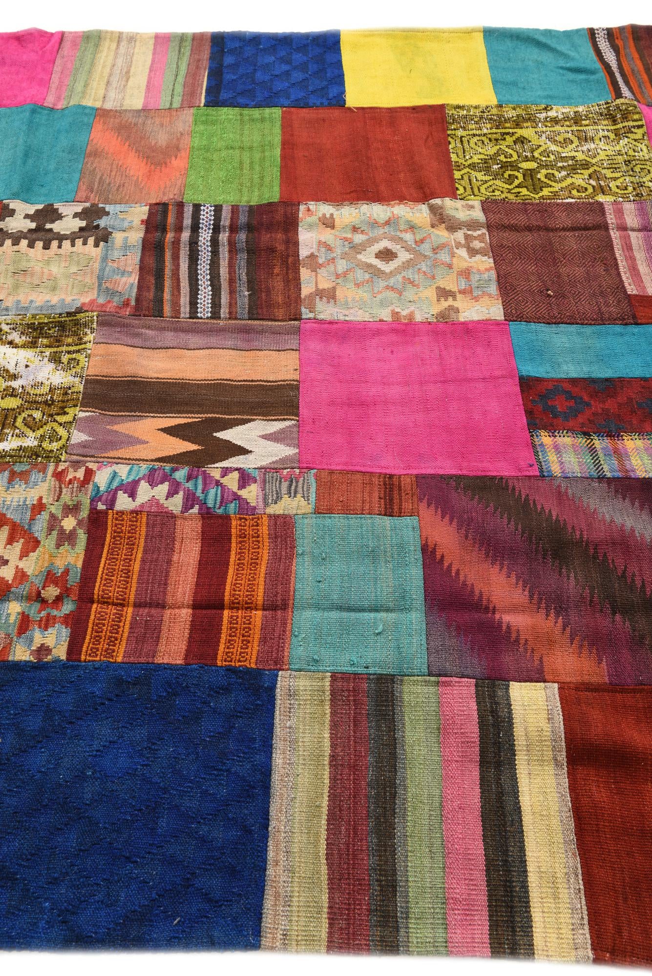 6' 9 x 10' Hand Woven Kilim Patchwork Wool Rug