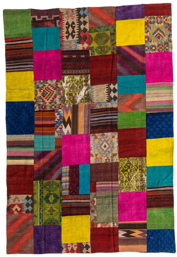 6' 9 x 10' Hand Woven Kilim Patchwork Wool Rug