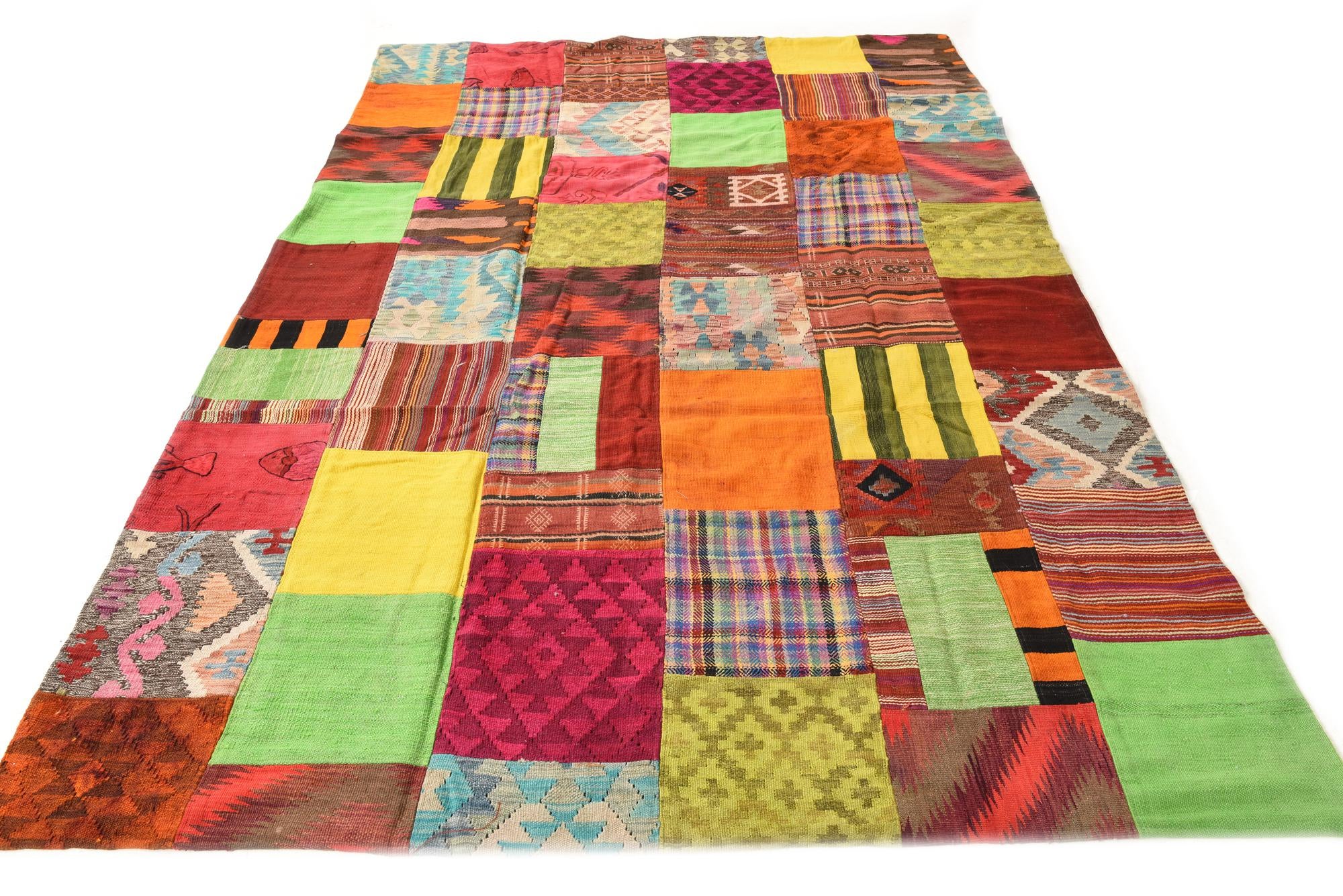 6' 7 x 9' 8 Hand Woven Kilim Patchwork Wool Rug