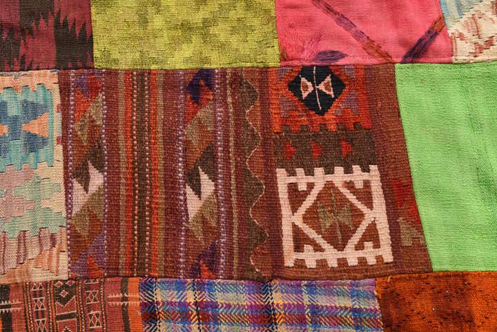 6' 7 x 9' 8 Hand Woven Kilim Patchwork Wool Rug