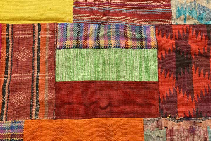 6' 7 x 9' 8 Hand Woven Kilim Patchwork Wool Rug