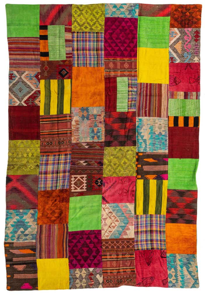 6' 7 x 9' 8 Hand Woven Kilim Patchwork Wool Rug