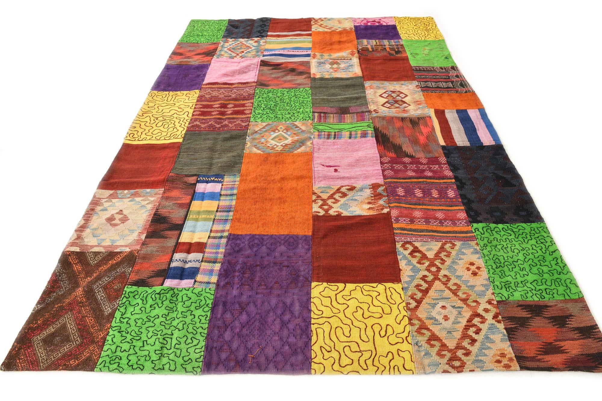6' 8 x 9' 11 Hand Woven Kilim Patchwork Wool Rug