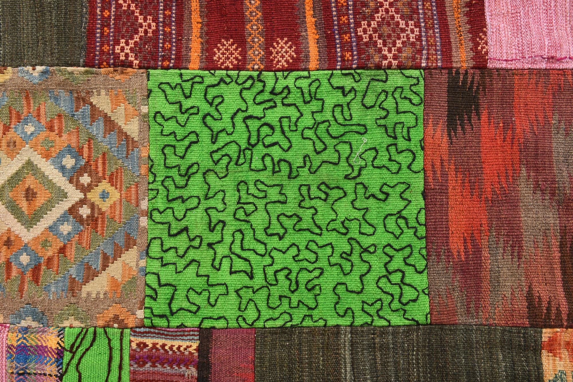 6' 8 x 9' 11 Hand Woven Kilim Patchwork Wool Rug