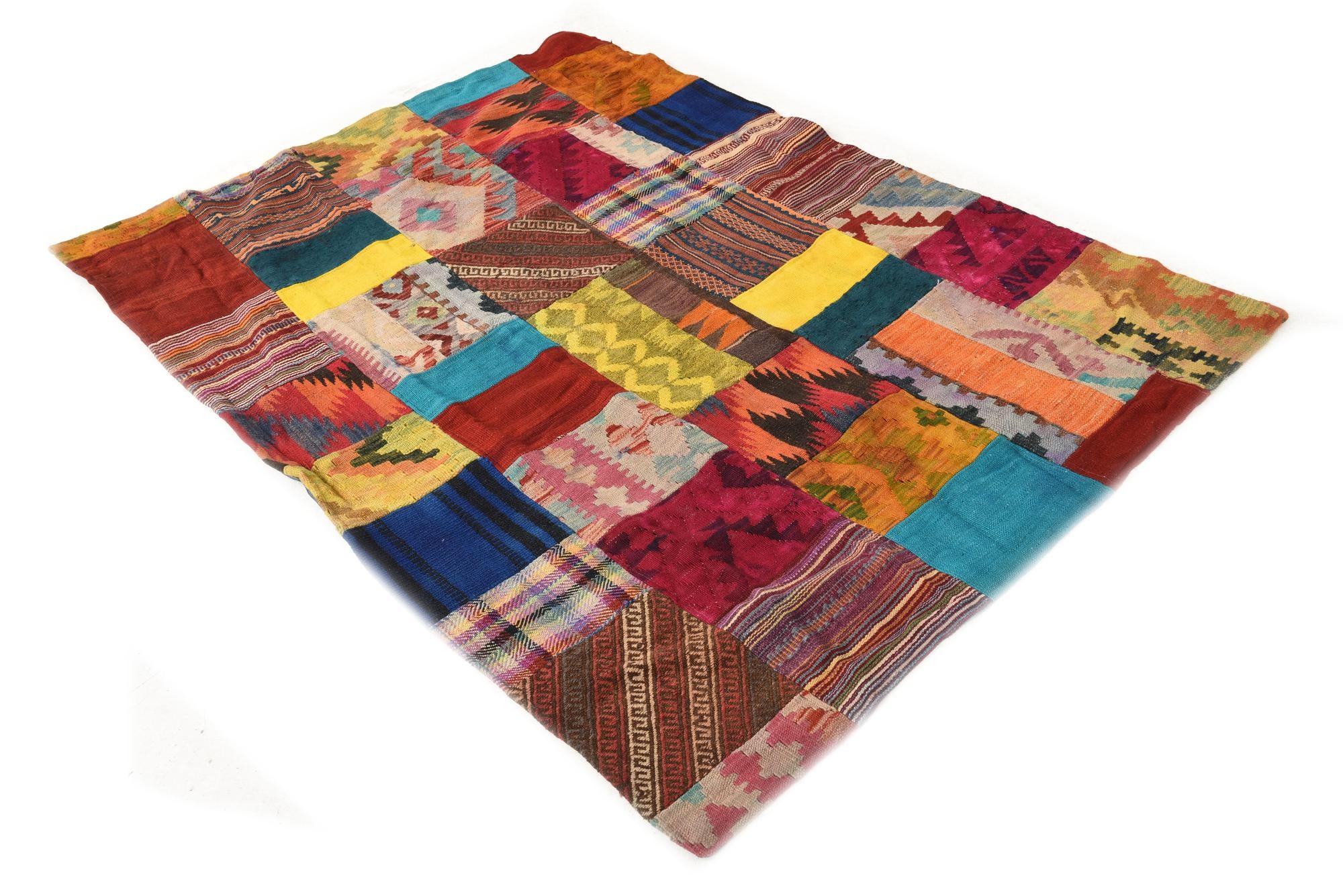 4' 2 x 5' 10 Hand Woven Kilim Patchwork Wool Rug