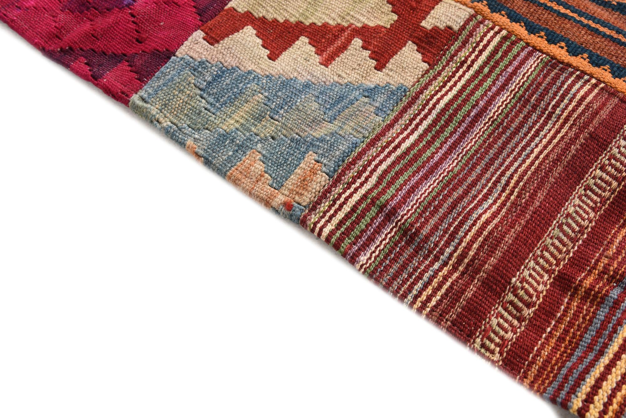 4' 2 x 5' 10 Hand Woven Kilim Patchwork Wool Rug