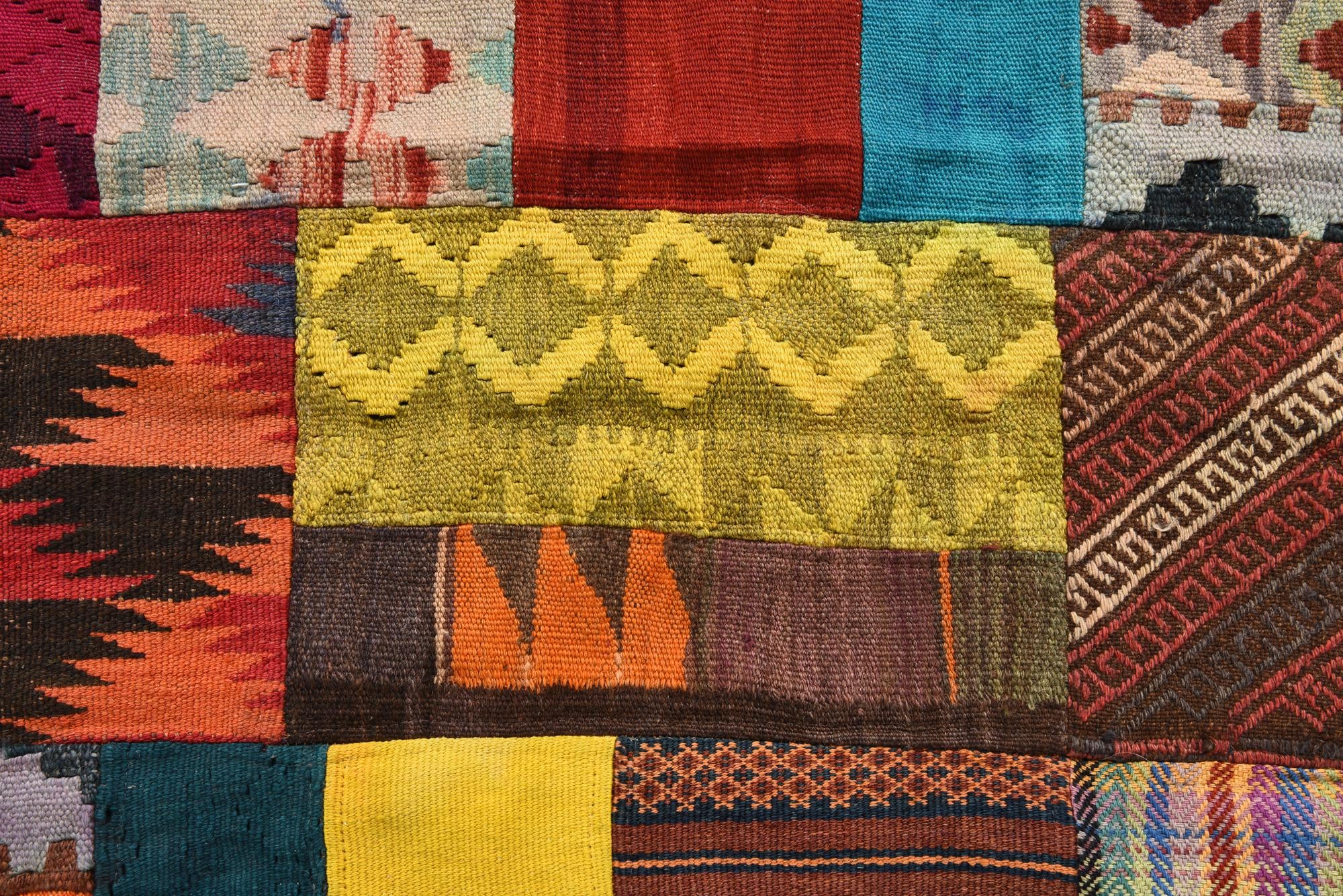 4' 2 x 5' 10 Hand Woven Kilim Patchwork Wool Rug