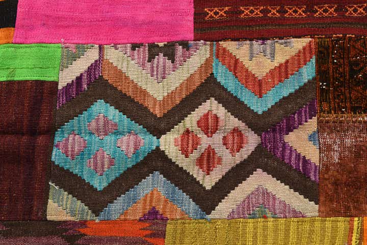 5' 6 x 7' 11 Hand Woven Kilim Patchwork Wool Rug
