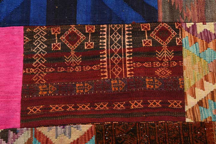 5' 6 x 7' 11 Hand Woven Kilim Patchwork Wool Rug