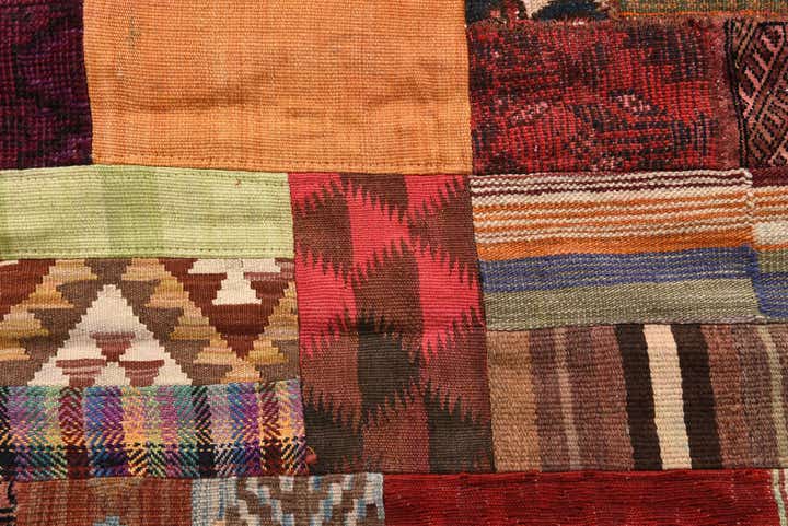 4' 2 x 5' 11 Hand Woven Kilim Patchwork Wool Rug
