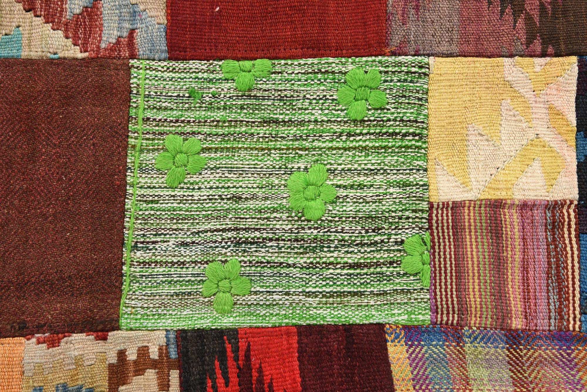 4' x 5' 11 Hand Woven Kilim Patchwork Wool Rug