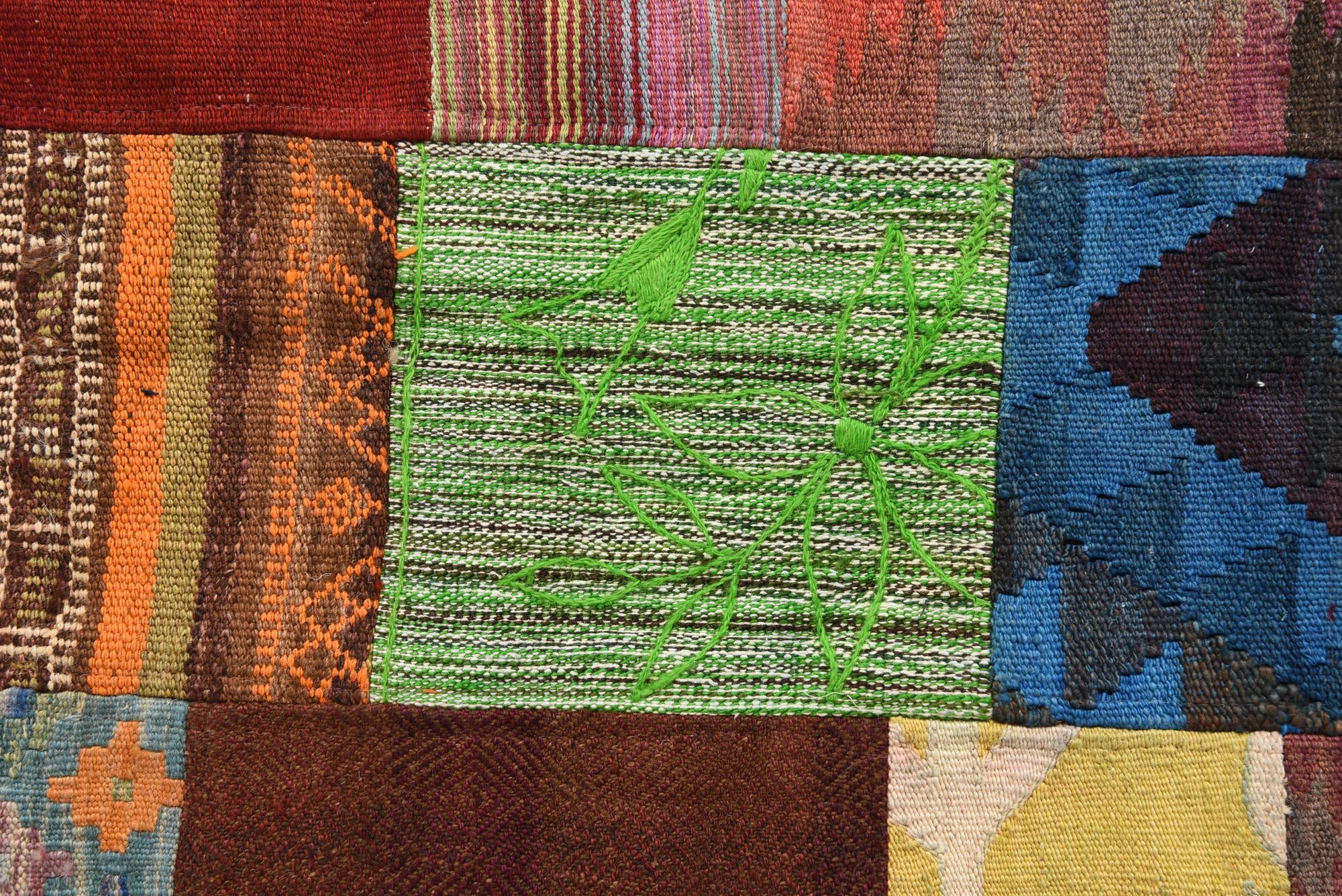 4' x 5' 11 Hand Woven Kilim Patchwork Wool Rug