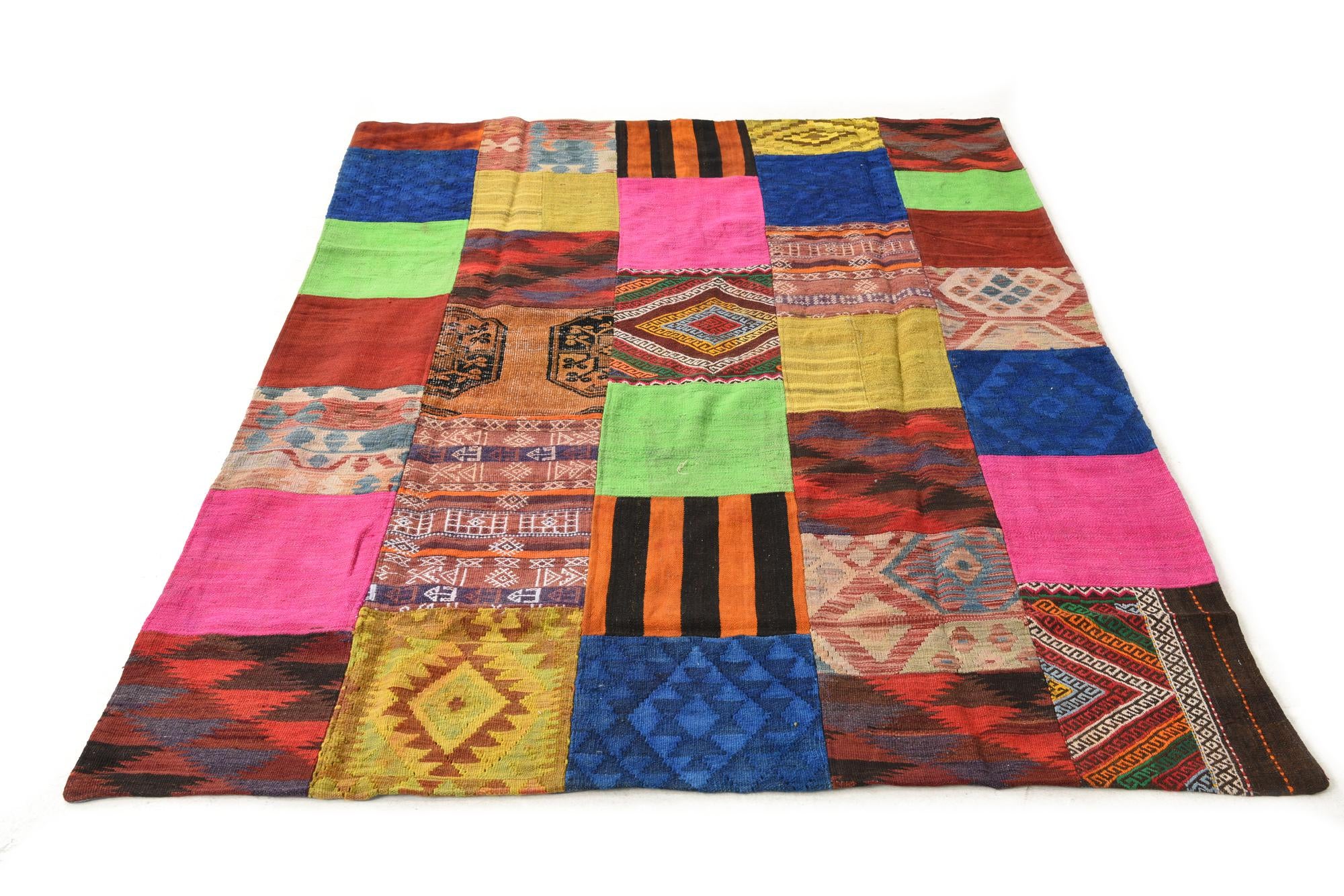 5' 5 x 7' 8 Hand Woven Kilim Patchwork Wool Rug