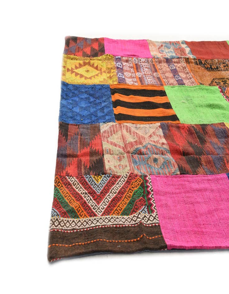 Detail image of 5' 5 x 7' 8  Hand Woven Kilim Patchwork Wool Rug