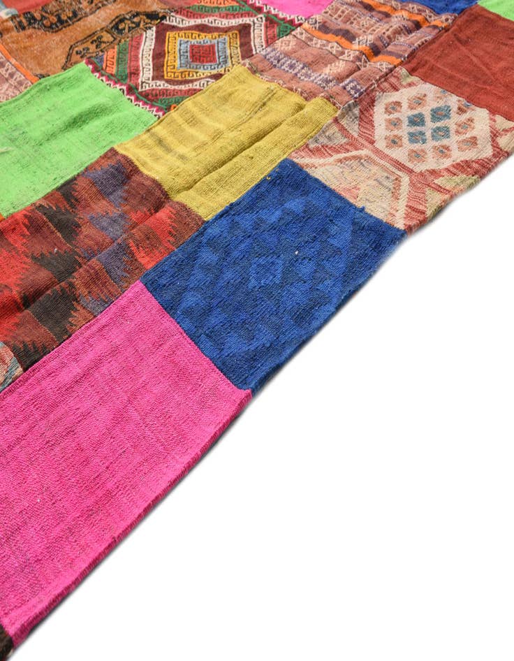 Detail image of 5' 5 x 7' 8  Hand Woven Kilim Patchwork Wool Rug