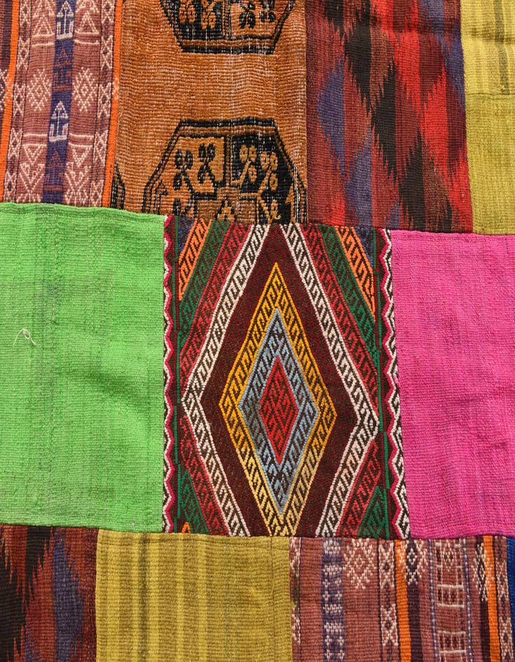 Detail image of 5' 5 x 7' 8  Hand Woven Kilim Patchwork Wool Rug