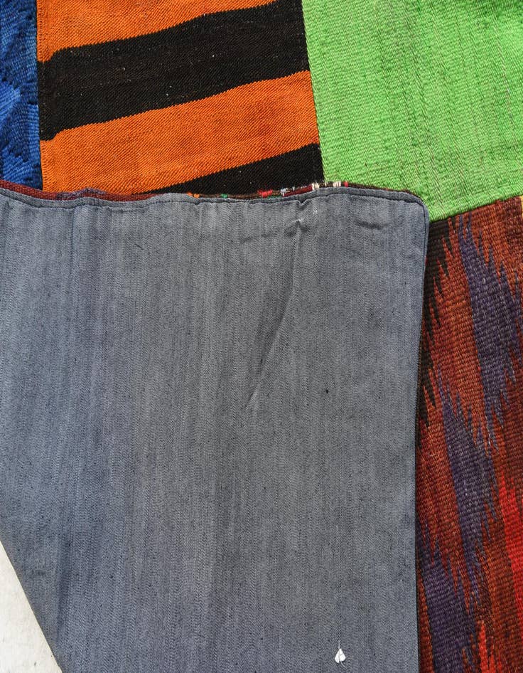 Detail image of 5' 5 x 7' 8  Hand Woven Kilim Patchwork Wool Rug