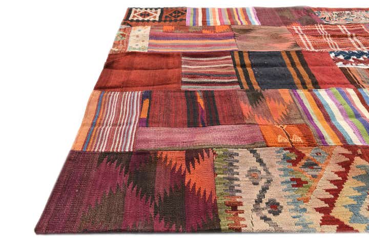 4' 2 x 5' 10 Hand Woven Kilim Patchwork Wool Rug