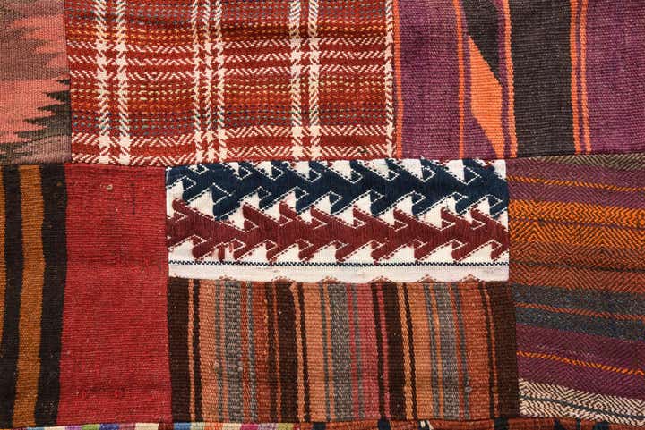 4' 2 x 5' 10 Hand Woven Kilim Patchwork Wool Rug