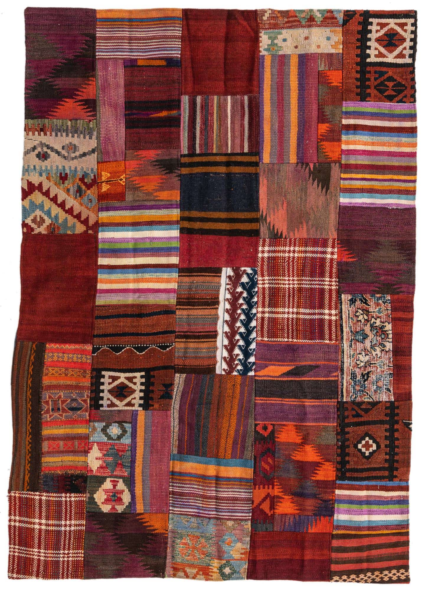 4' 2 x 5' 10 Hand Woven Kilim Patchwork Wool Rug