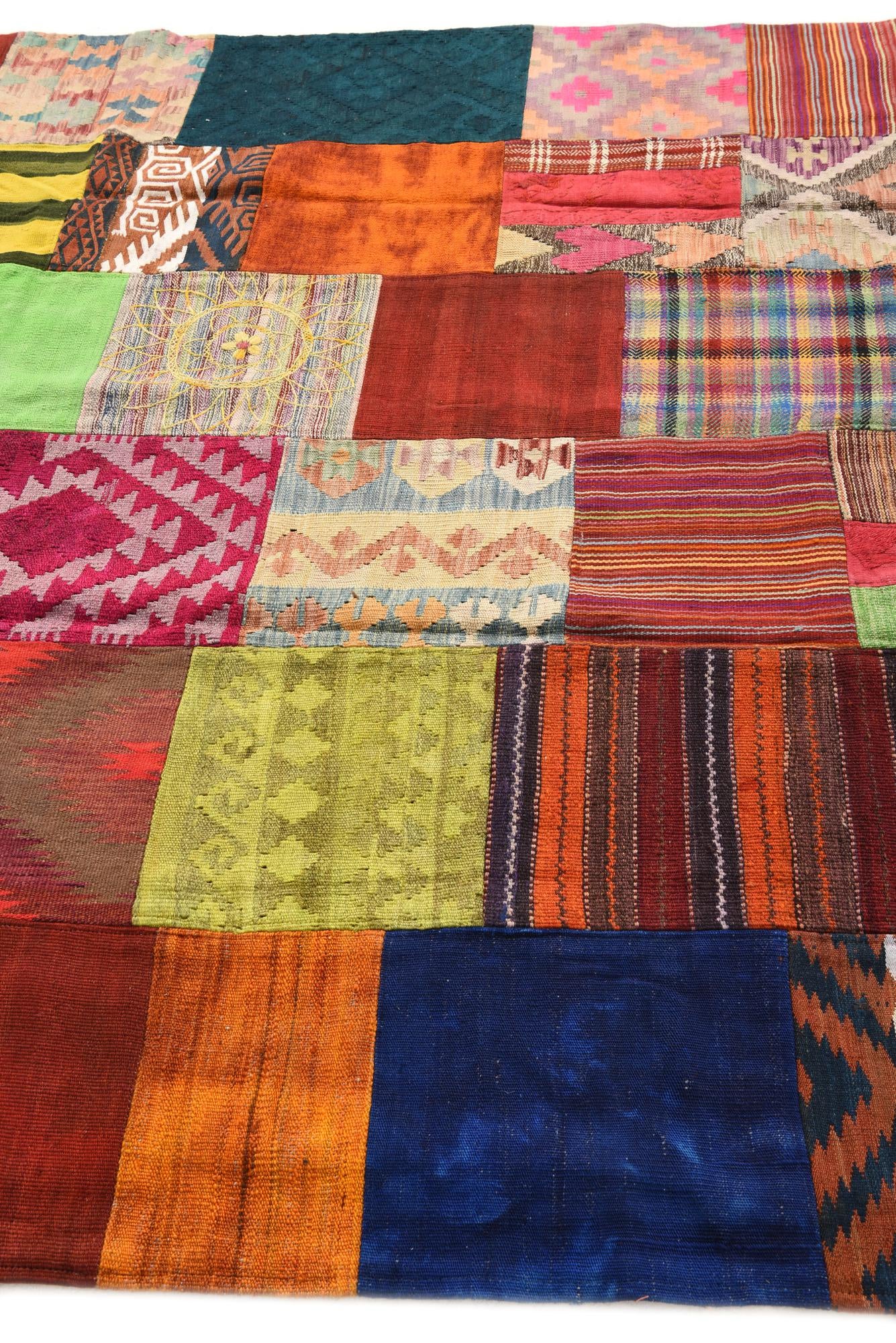 6' 8 x 9' 8 Hand Woven Kilim Patchwork Wool Rug