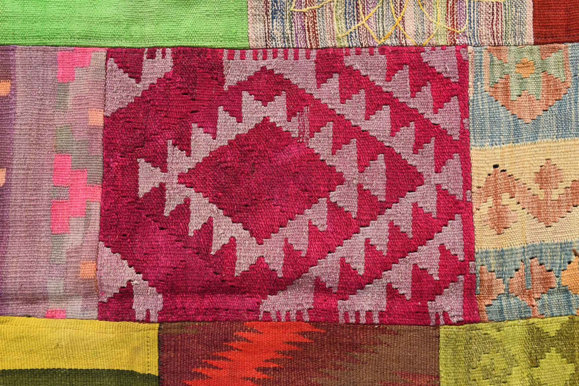 6' 8 x 9' 8 Hand Woven Kilim Patchwork Wool Rug
