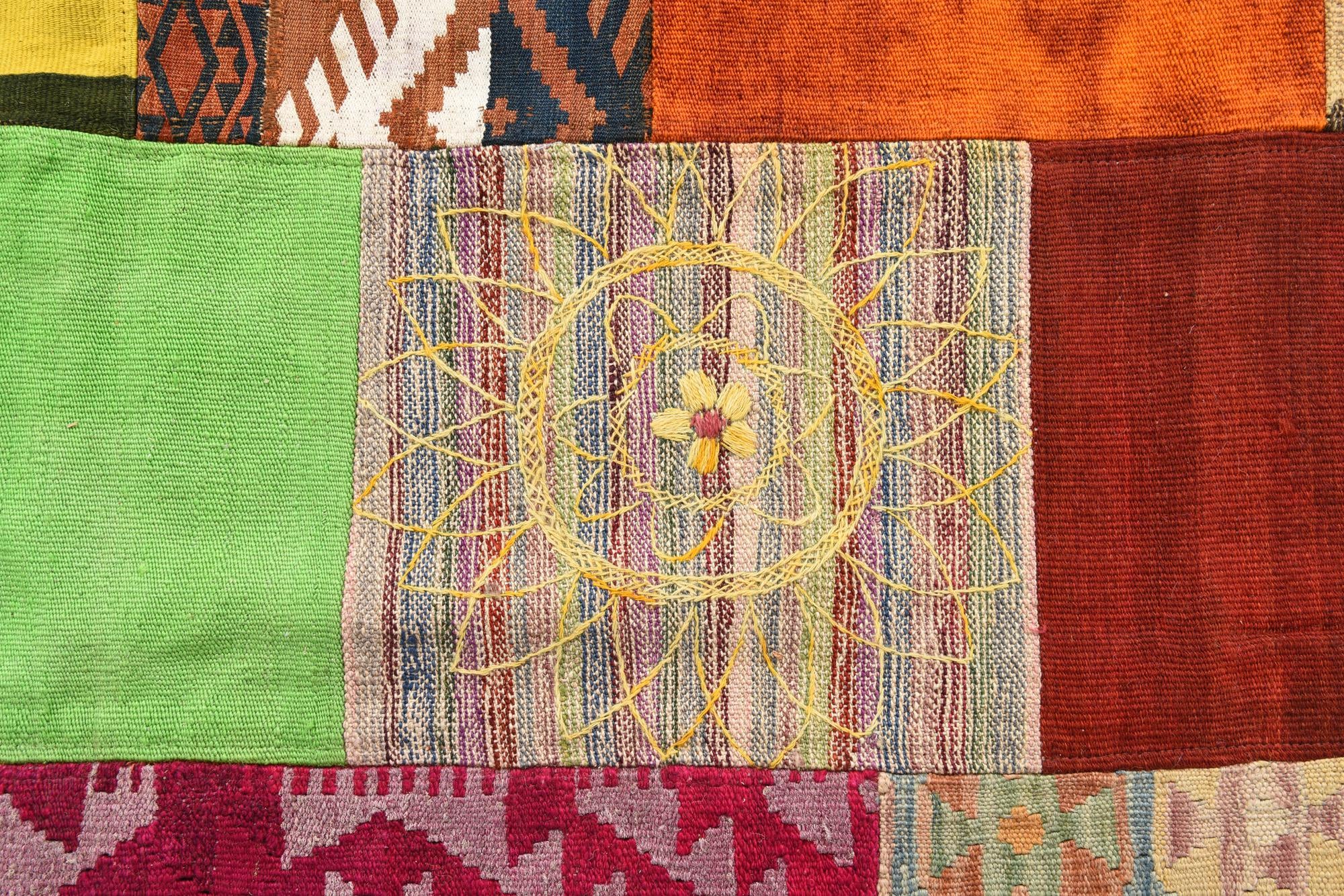 6' 8 x 9' 8 Hand Woven Kilim Patchwork Wool Rug