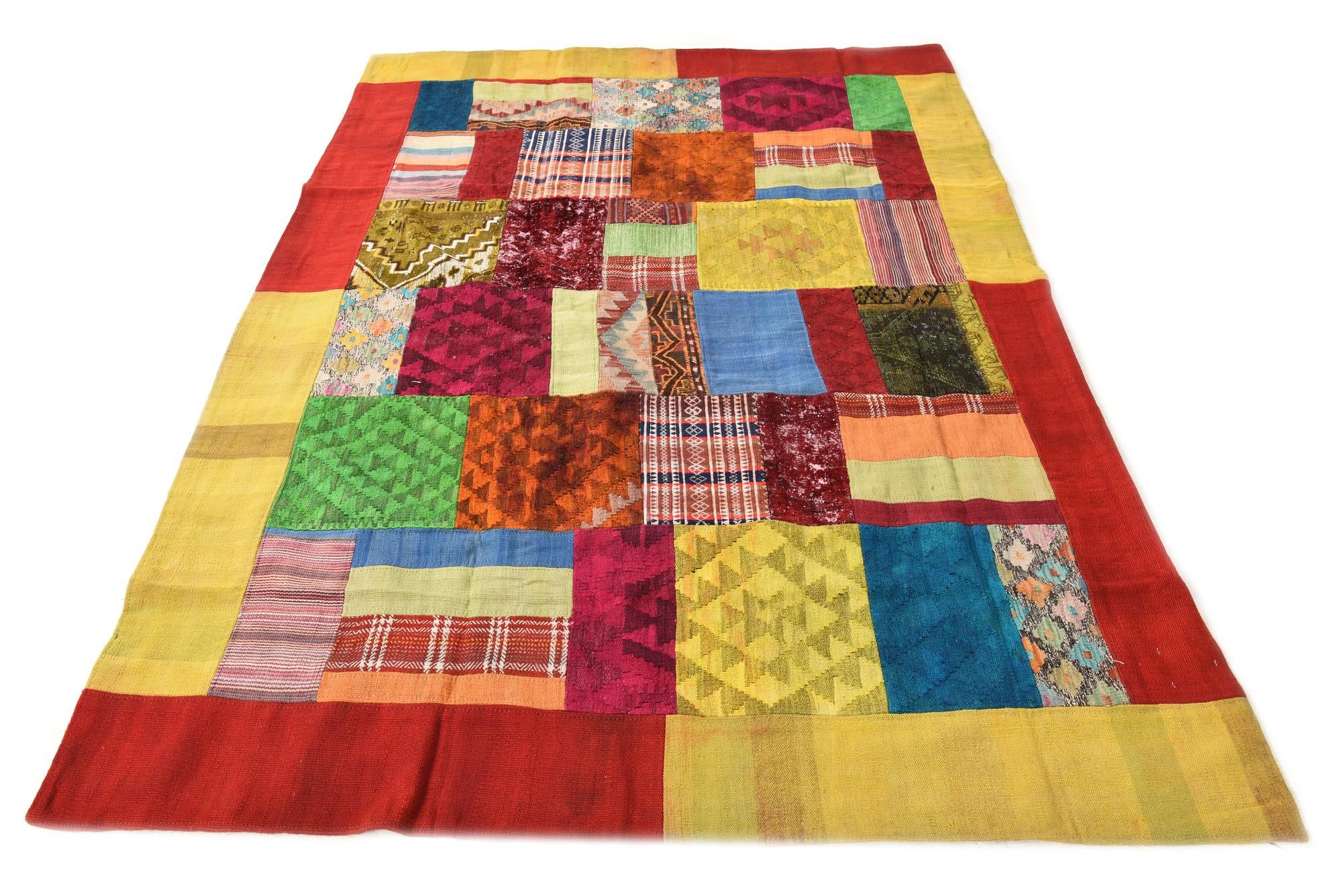 5' 8 x 8' 2 Hand Woven Kilim Patchwork Wool Rug
