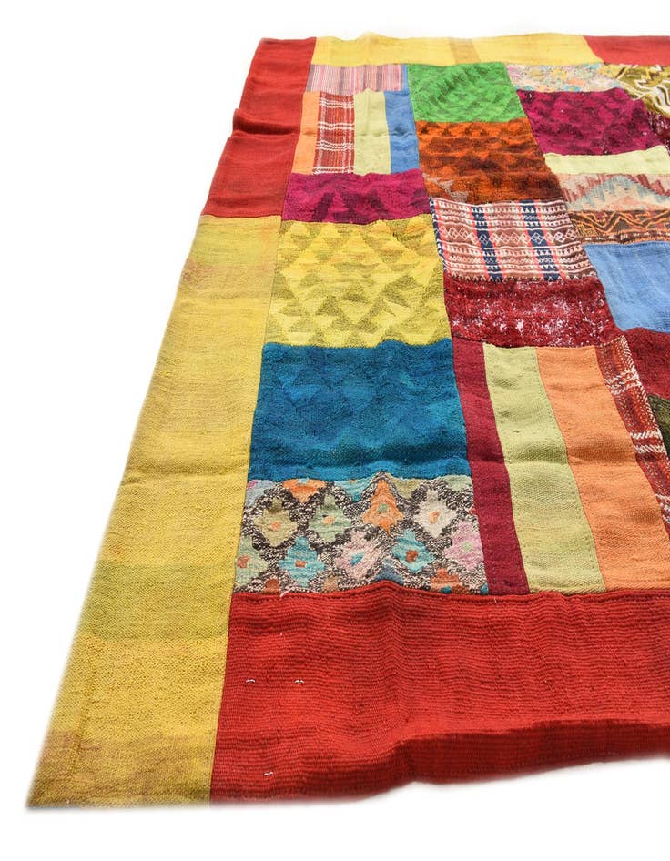 Detail image of 5' 8 x 8' 2  Hand Woven Kilim Patchwork Wool Rug
