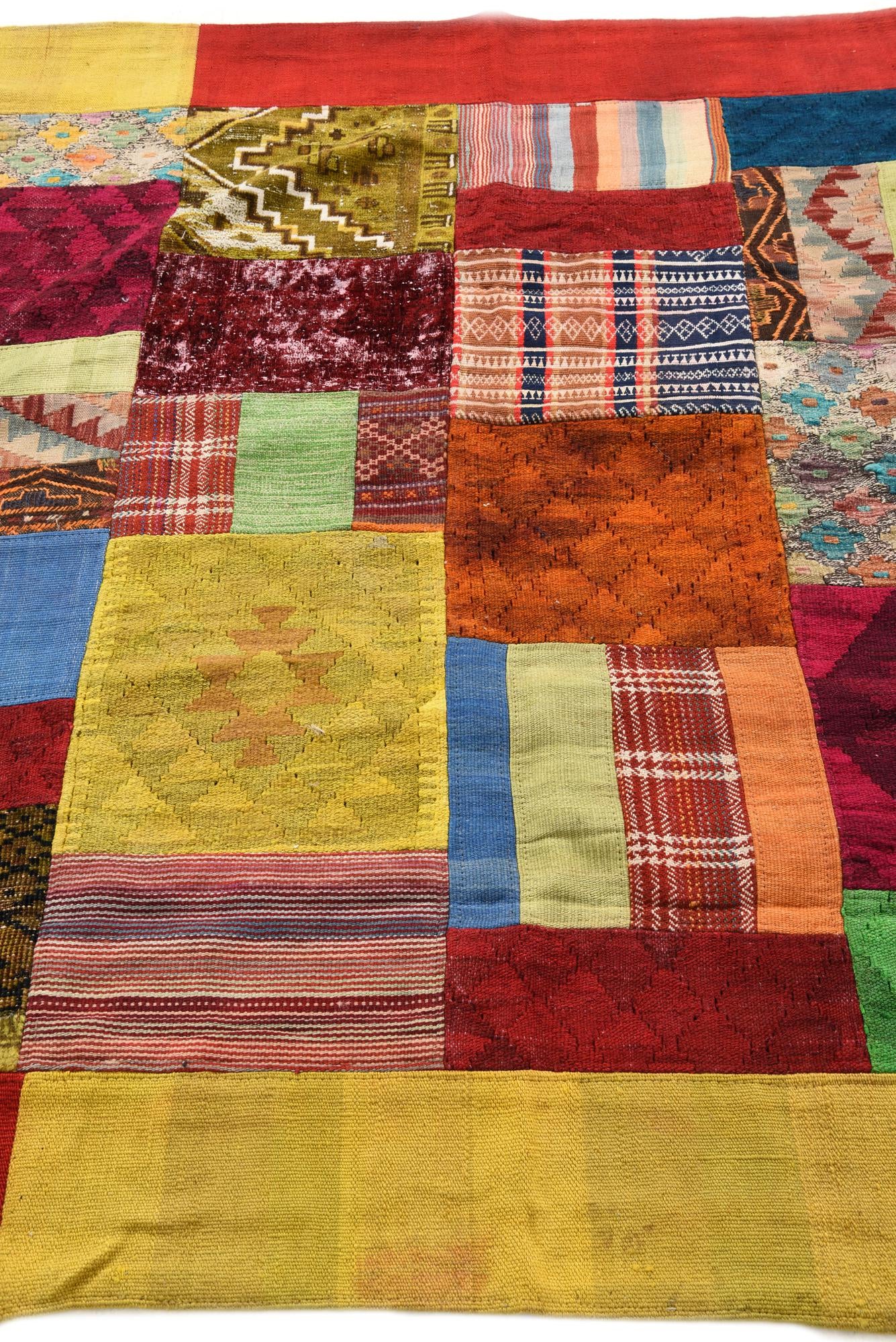 5' 8 x 8' 2 Hand Woven Kilim Patchwork Wool Rug