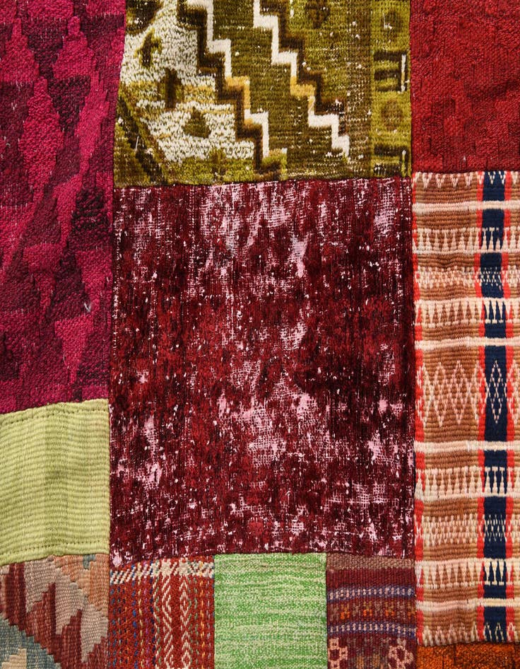 Detail image of 5' 8 x 8' 2  Hand Woven Kilim Patchwork Wool Rug