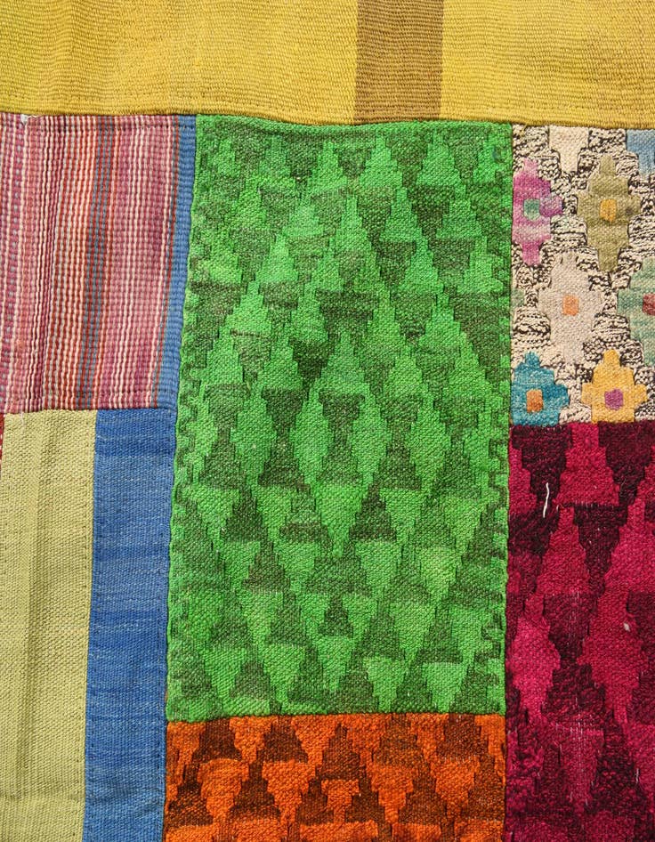 Detail image of 5' 8 x 8' 2  Hand Woven Kilim Patchwork Wool Rug