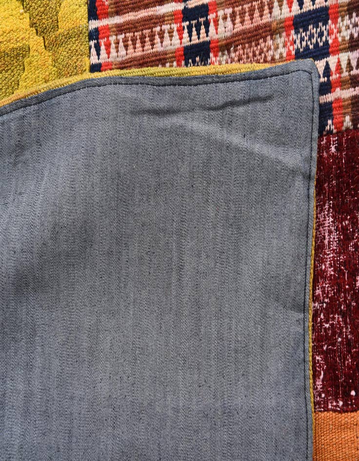 Detail image of 5' 8 x 8' 2  Hand Woven Kilim Patchwork Wool Rug