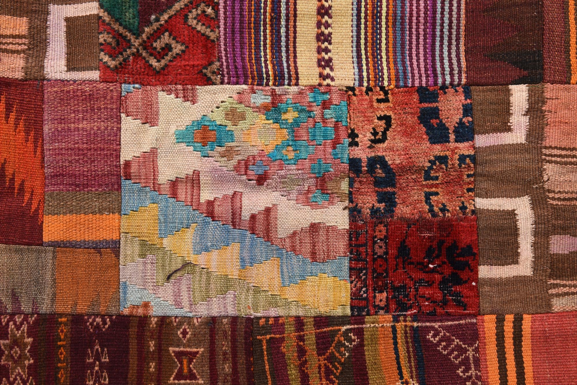 4' 10 x 6' 6 Hand Woven Kilim Patchwork Wool Rug